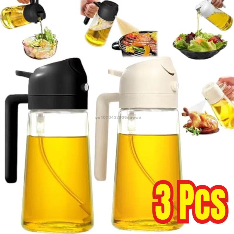 2 In1 Oil Spray Bottle Plastic Kitchen Barbecue Cooking Olive Oil Dispenser Oil Jar Baking Vinegar Soy Sauce Spray Container