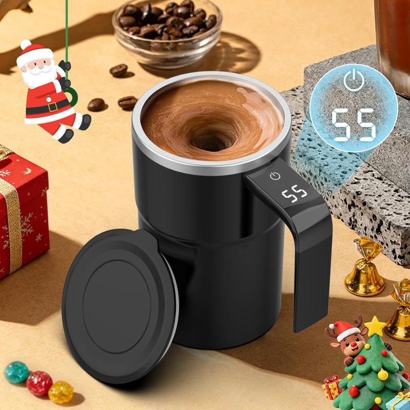 Intelligent Coffee Cup with Lid, 1/3 Counts Automatic Stirring Cup with Temperature Display, USB Rechargeable Stirring Cup for Coffee, Tea, Hot Chocolate, Gift