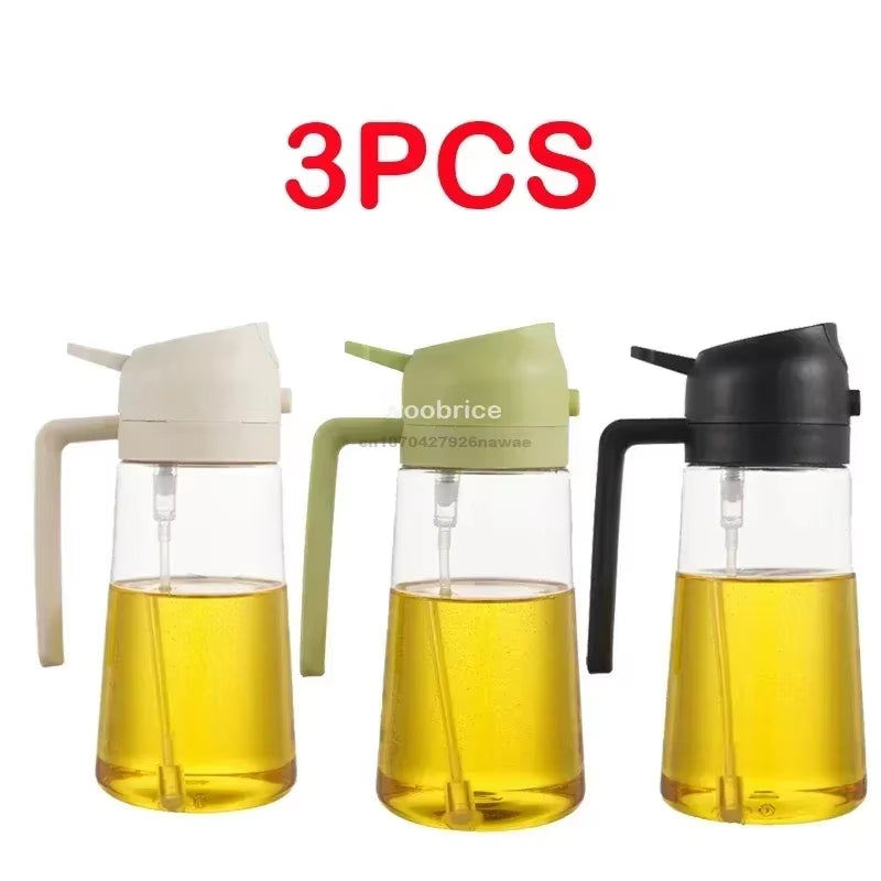 2 In1 Oil Spray Bottle Plastic Kitchen Barbecue Cooking Olive Oil Dispenser Oil Jar Baking Vinegar Soy Sauce Spray Container