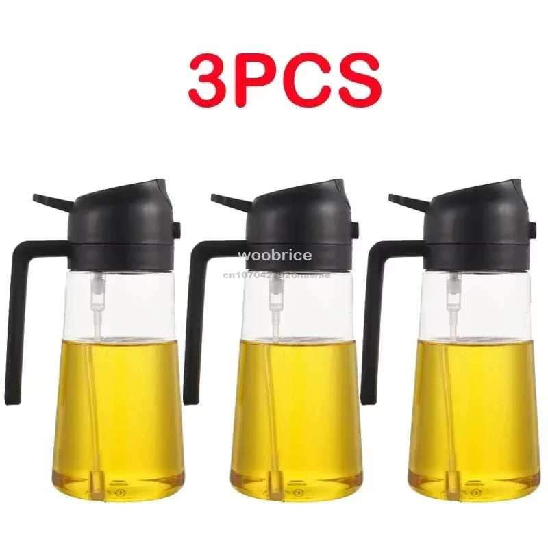 2 In1 Oil Spray Bottle Plastic Kitchen Barbecue Cooking Olive Oil Dispenser Oil Jar Baking Vinegar Soy Sauce Spray Container