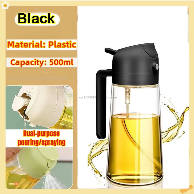 2 In1 Oil Spray Bottle Plastic Kitchen Barbecue Cooking Olive Oil Dispenser Oil Jar Baking Vinegar Soy Sauce Spray Container